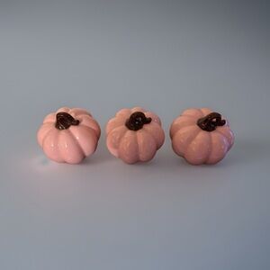 Set of Three Pink Ceramic Pumpkins, Farmhouse Decor